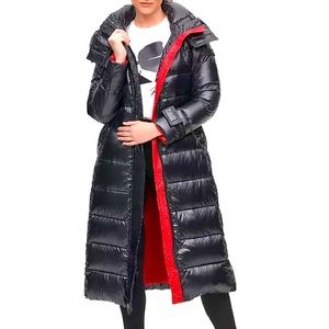 Karl Lagerfeld Paris Contrast Maxi Belted Puffer